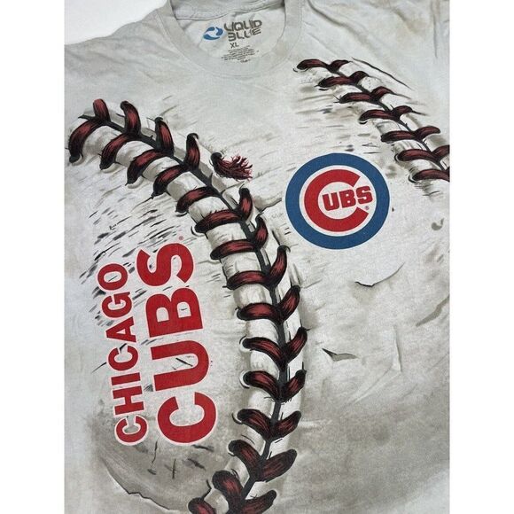 Liquid Blue Chicago Cubs Baseball 2014 T-shirt Men XL Gray Tie Dye Short Sleeve - Picture 2 of 6